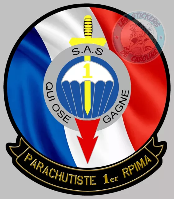 STICKER INSIGNE REGIMENT PARACHUTISTE INFANTERIE MARINE 1er RPIMA SAS RZ025