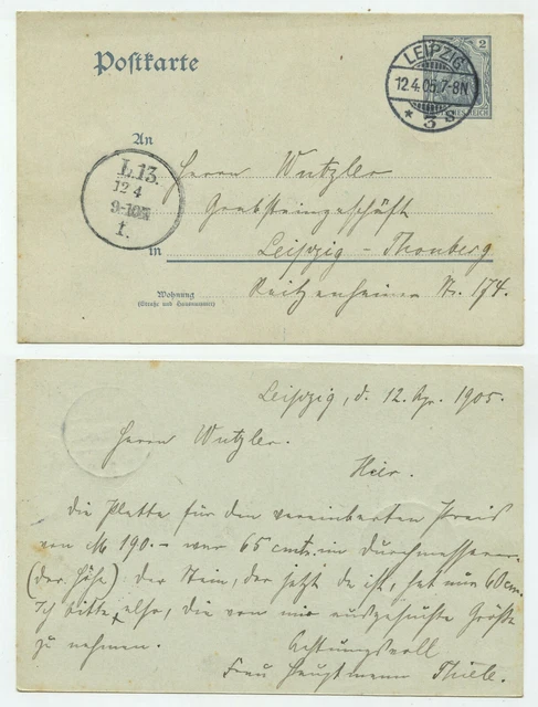 90984 - Ganzsache P 63 X - Postkarte - Leipzig 12.4.1905