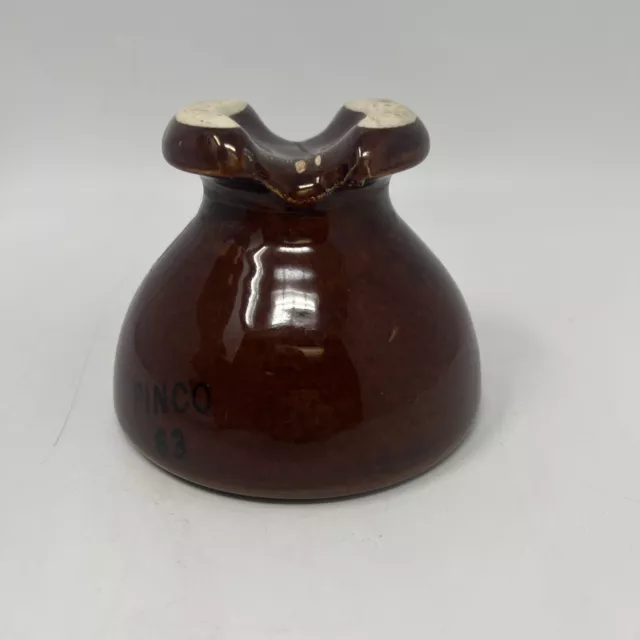 Vintage Rare Pinco 63 Tier Mushroom Porcelain Electrical Insulator Brown & Black 2