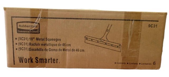 Rubbermaid Commercial Straight Floor Squeegee 18" Dual Moss Squeegees Case of 6