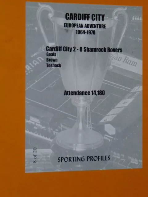 Sporting Profile Card Football 2005 Europe Cardiff City 1967 Shamrock Rovers 2