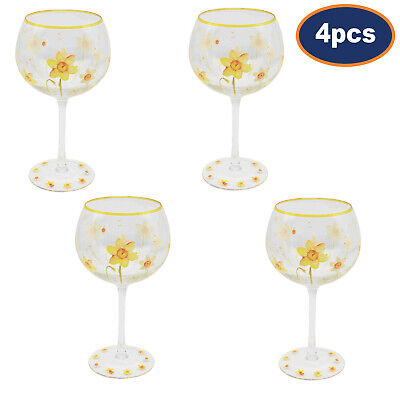 4 piezas narcisos vidrio amarillo ginebra copa cóctel flores globo cristalería floral