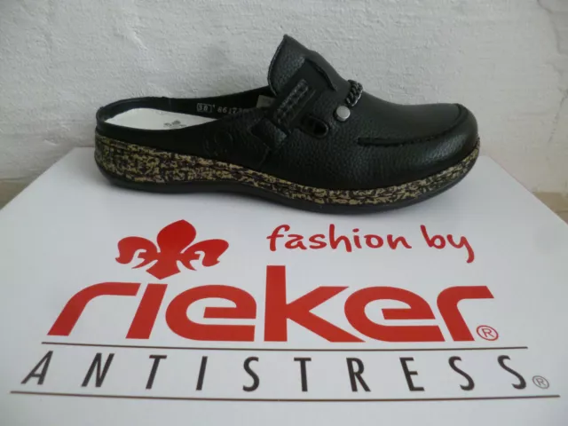 RIEKER SABOTS FEMMES Sabot Chausson Chaussons Chaussures Noir Neuf