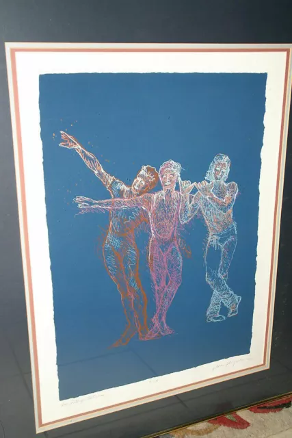 P Doran Porcynaluk Pencil S/N Monoprint? Engraving Abstract Figures Dancing! Pop