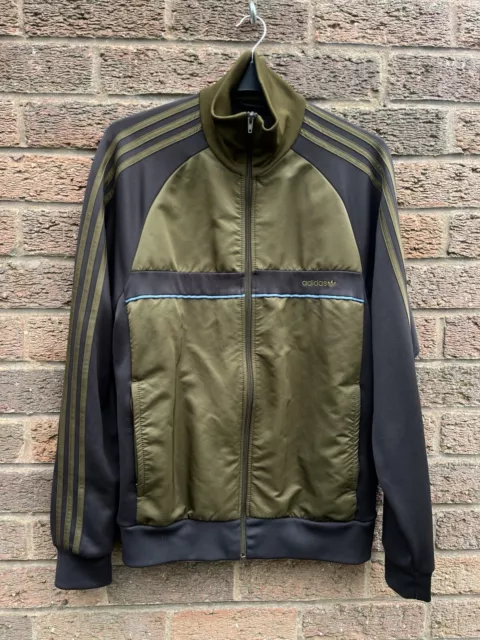 Adidas Track Jacket Tracksuit Top Olive Green XL  Firebird Funnel Trefoil Retro