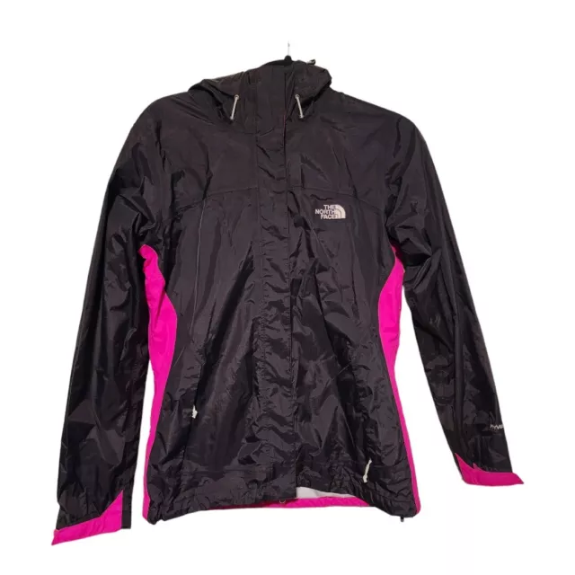 The North Face Women's Hyvent Windbreaker Rain Jacket Hooded Black/Pink SP