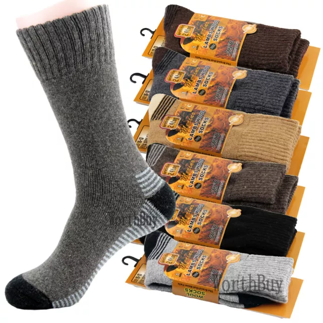 Lot 3-12 Pairs Mens Heavy Duty Winter Warm Merino Lambs Wool Boots Thermal Socks