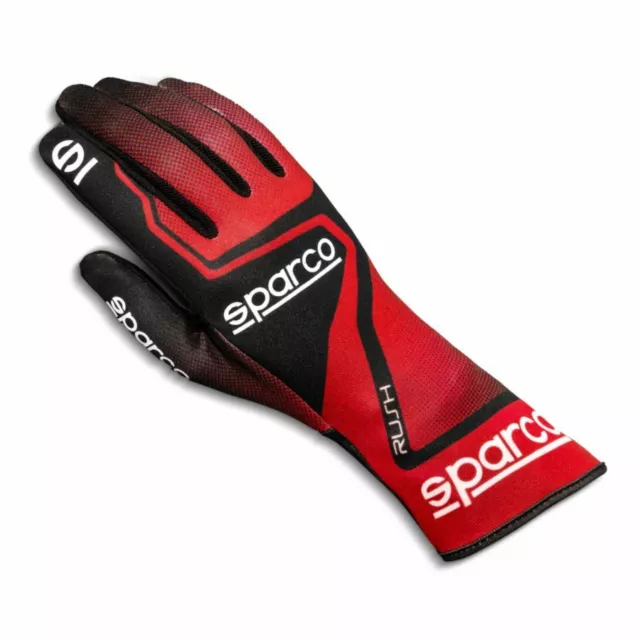 Sparco Rush Karting Gloves Red/Black GO kart faux-suede