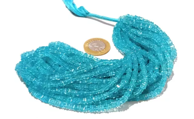 Apatite Square 3.5-4mm Smooth Heishi Cut Gemstone Beads 8"Inch 1 Strand Natural