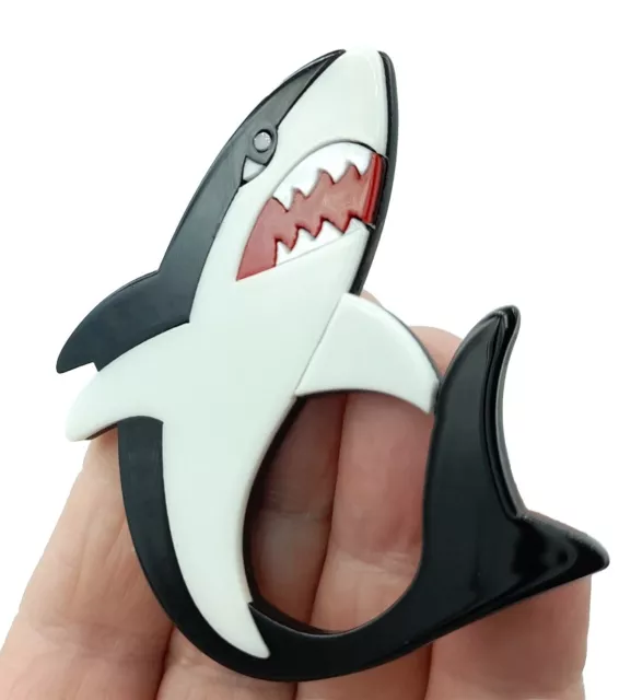 BROCHE MODERNO HECHO A MANO 3D Tiburón Asesino Ballena Orca Orifa Marina En Caja Broche Nuevo