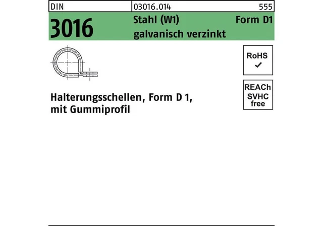 Collier de tuyau DIN 3016 m.Gummiprofil