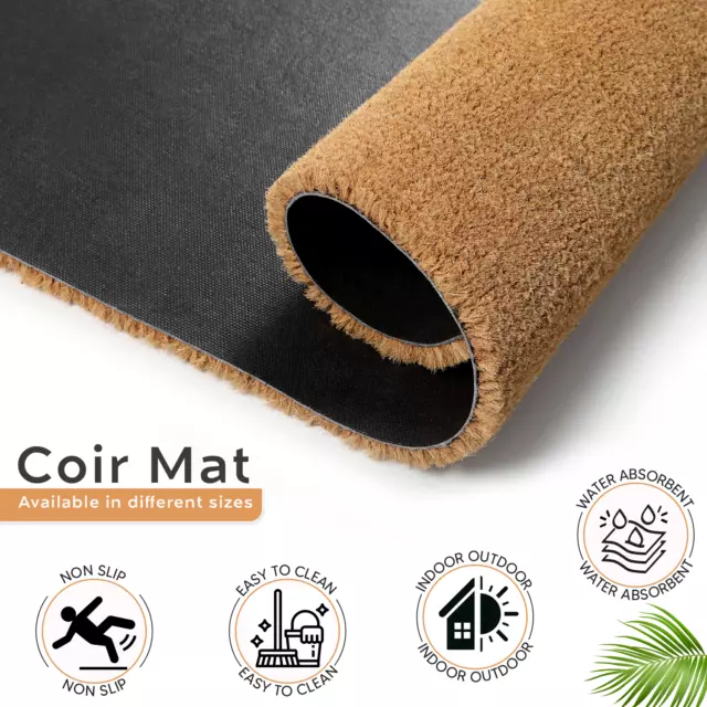 Heavy Duty Coconut Coir Mat - Indoor/Outdoor Entrance Door Matting - Custom Cut