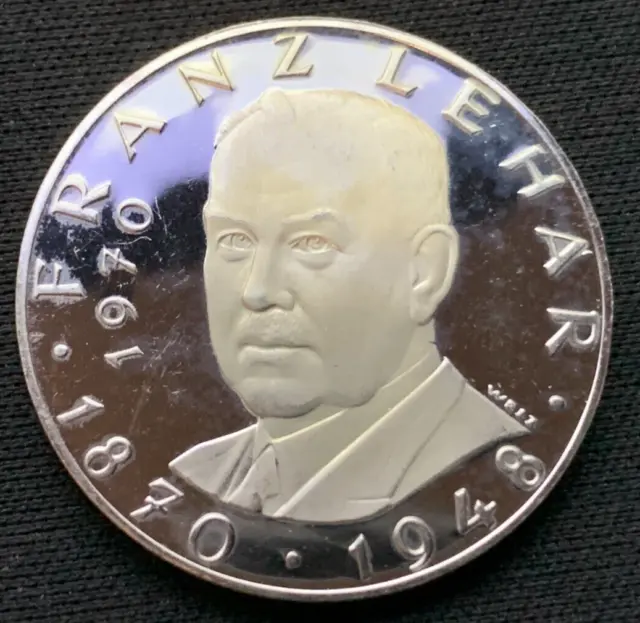1970 Austria 25 Schilling Coin PROOF 80% Silver Franz Lehar ( Mintage 139K )#N10