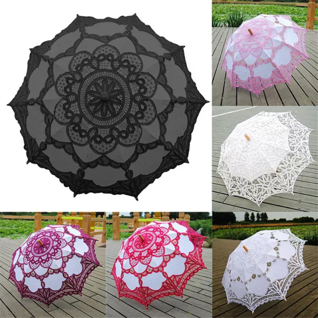 Bride Wedding Umbrella Cotton Parasol Lace Umbrella Embroidery Art Photo Prop