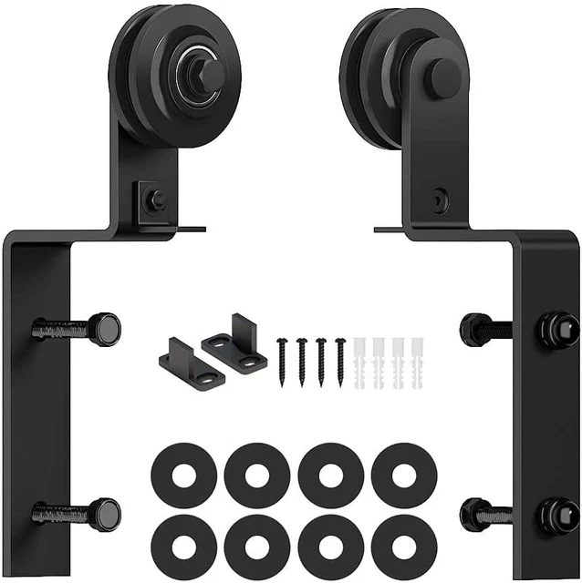 Sliding Barn Door Hardware Single Track Bypass Double Door (Bypass I Hanger Set)