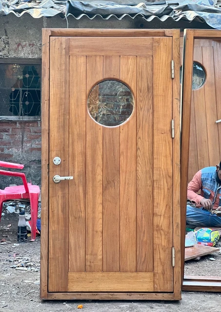 Antique Refurbish Authentic Ship Reclaimed Vintage Wooden Door with Brass Window 3