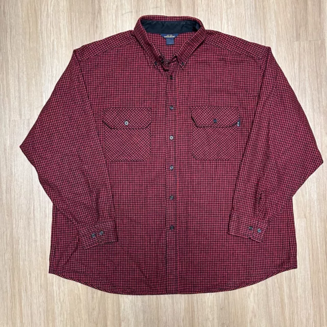 Vintage Woolrich Wool Shirt Mens 3XL Flannel Red Black Plaid Button Down USA