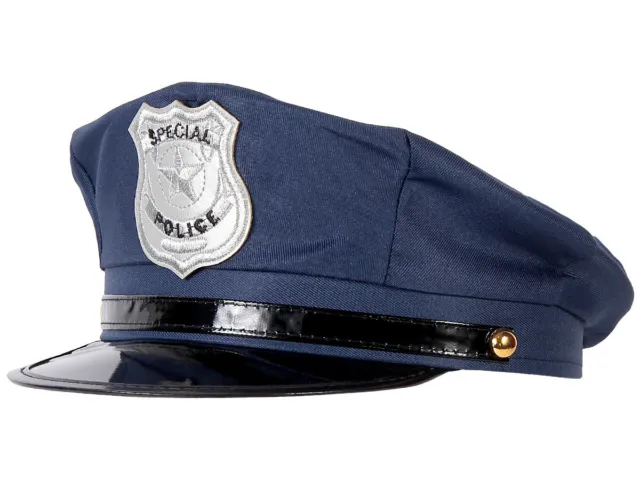 Casquette Police Américaine pour adultes chapeau bleu nuit visière noir  KH-176