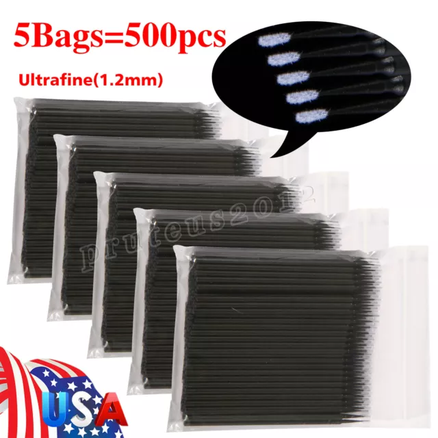 500 Dental Micro Brush Disposable Materials Tooth Applicators Ultra Fine 1.2mm