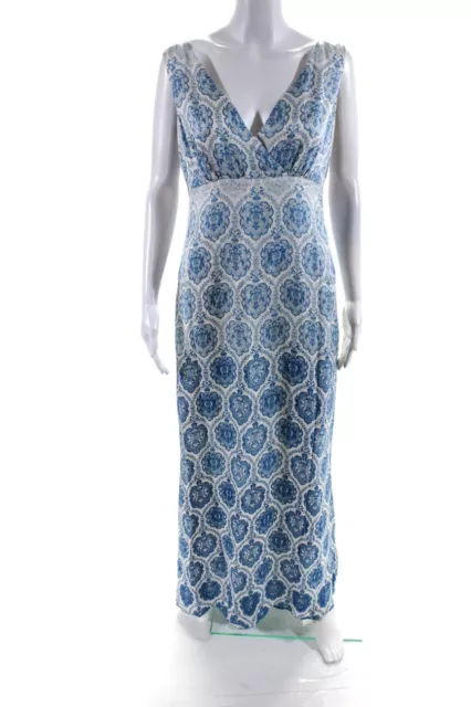 Somerset by Alice Temperley Womens Silk Graphic Zipped Maxi Dress Blue Size 12