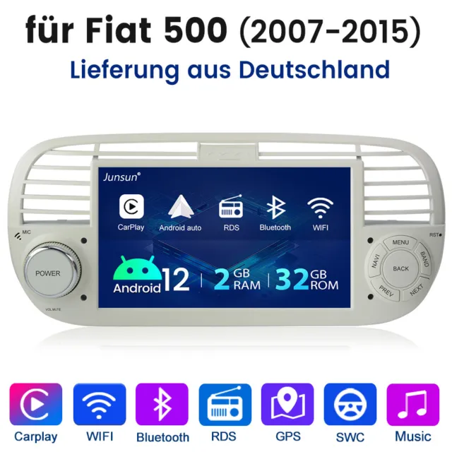 7" 2+32GB Für Fiat 500 500C 2007-2015 Android 12 Autoradio CarPlay GPS Navi 32GB