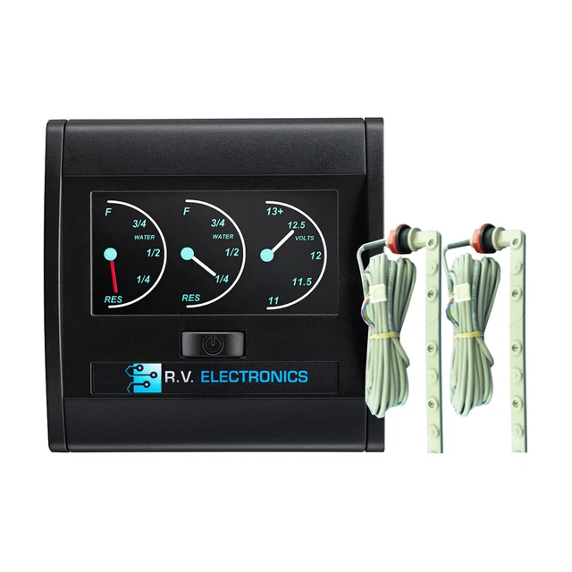 CARAVAN LCD DUAL Tank Water Level Indicator and Voltmeter Gauge 7.5m