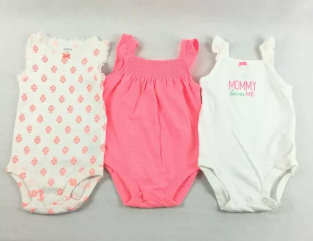 Carters Infant Girls One Piece Tank Bodysuits Size 6 Months Set of 3