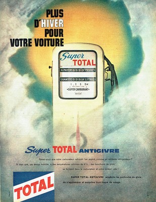 PUBLICITE ADVERTISING 095  1961  TOTAL  carburant SUPER ANTIGIVRE 