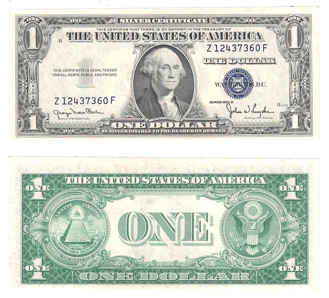 1935-D $1 Silver Certificate Narrow Z-F Block Fr 1613N Uncirculated #360