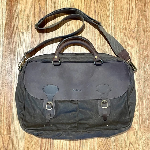 BARBOUR WAX LEATHER Tarras Bag Brown Medium Laptop Waxed Crossbody