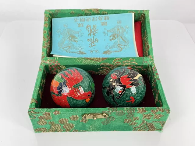 Bolas de campana plateadas chinas de feng shui relajación de la salud alivio del estrés (2 por conjunto)