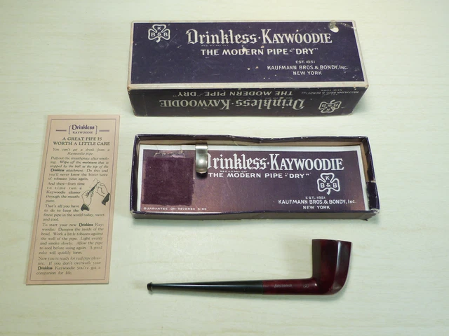 Vintage Briar Wood Pipe DRINKLESS KAYWOODIE with Box and instruction paper Vintage Briar Wood Pipe DRINKLESS KAYWOODIE with Box and instruction paper