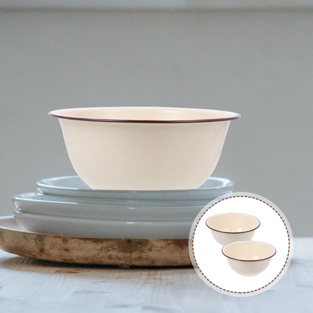 2 Pcs Emaille Schüssel Suppenschüsseln Aus Obstschale Becken Ramen