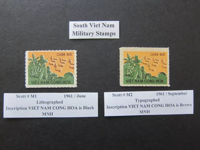 S.VIET NAM 1961 - Military Stamps SCOTT M1 + M2 / Soldier Guarding Village – MNH