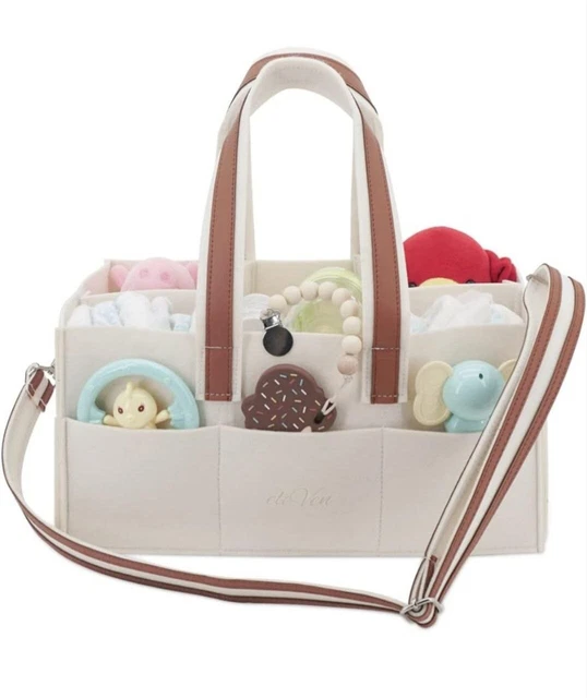 eleVen Baby Diaper Caddy Organizer Beige Baby Organizer with pockets Storage Bin