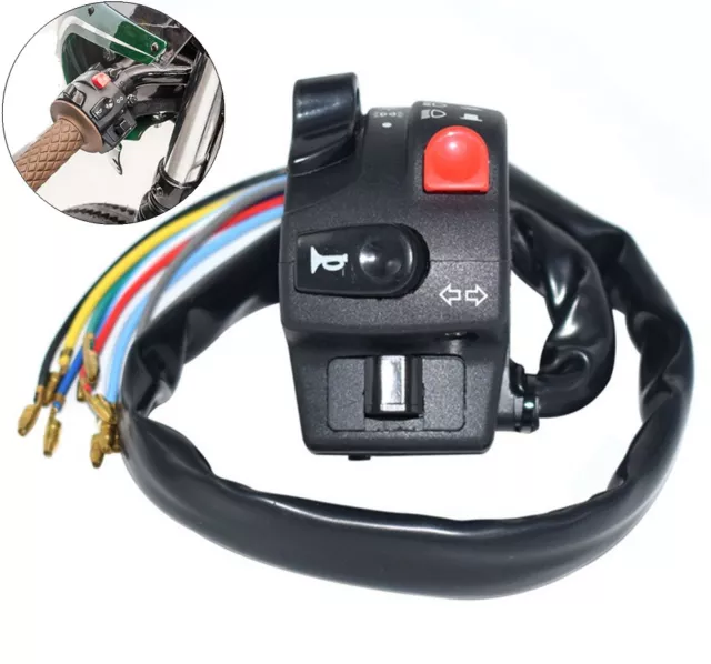 For 22mm Motorcycle Handlebar Button Switch Turn Signal Horn Headlight Fog Lamp