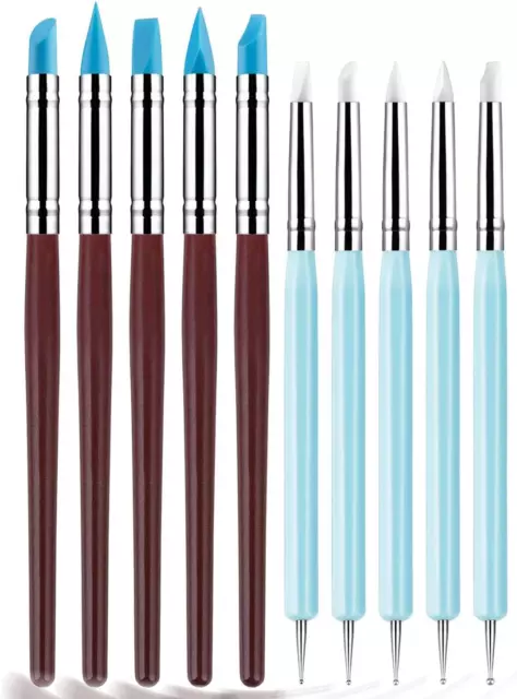 Silicone Clay Sculpting Tool - 10Pcs Modeling Dotting Tool for Pottery Craft, Ro