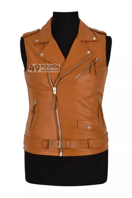 Mens Biker Style Real Leather Vest Lambskin Leather Brando Waistcoat Gilet 1025