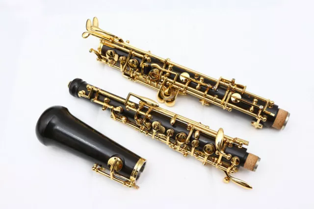 Yinfente Professional Ebony wood Oboe C key left F Resonance Golden plated key