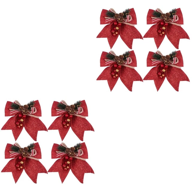 Berry pinecone bows 2x Hängen Bögen für Weihnachten Glitter Tannenzapfen Bogen