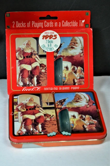 4 Sealed Decks Coca-Cola 1995 Santa Claus Playing Cards 2 Collector Tins = 4 dks