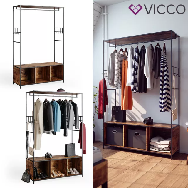 Wardrobe closet cupboard shoe cabinet bench Fyrk wood look Vicco