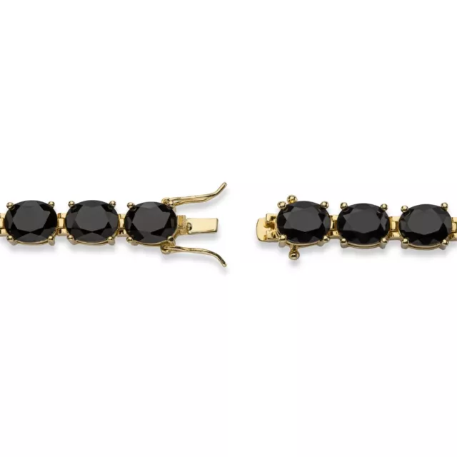 Womens Black Onyx 14K Gold Gp Tennis Bracelet Oval Cut 3