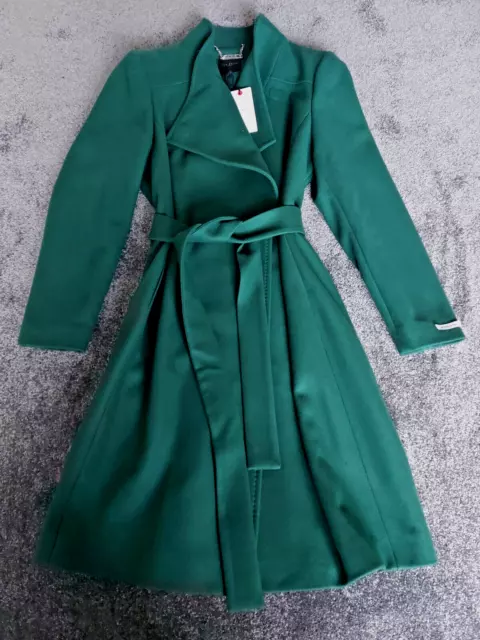 TED BAKER SANDRA Wool Wrap Coat Dark Green Size 4 UK 14 Belted Cashmere RRP 329 225.00 PicClick UK