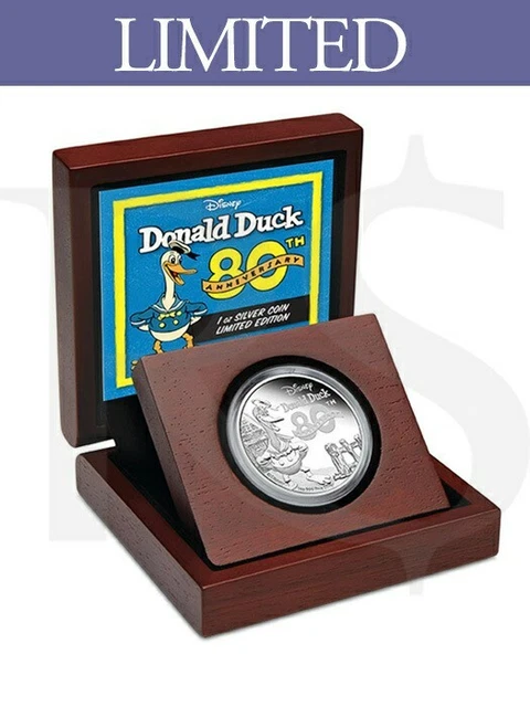 2014 NIUE $2 Disney's Donald Duck 80Th Anniversary 1 Oz .999