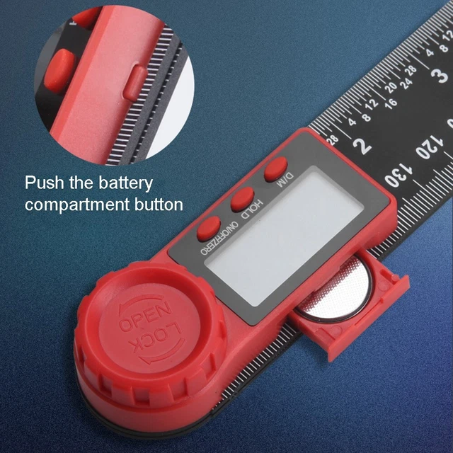 2-in-1 200mm Digital Protractor with LCD Display Protractor with 360° Rotatable