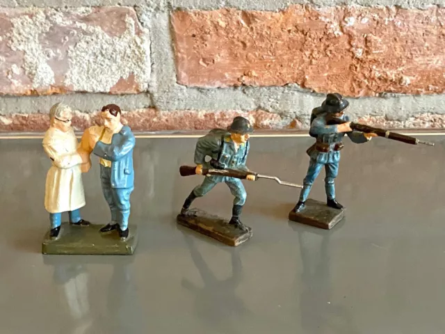 LINEOL Export Franzose 3 x Soldaten Masse Spielzeug Militär Toy Figur - H
