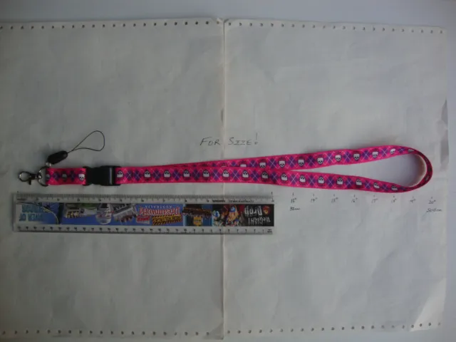 Lanyard Skulls & Purple Diamond Shapes on Pink neck strap ID card USB stick keys