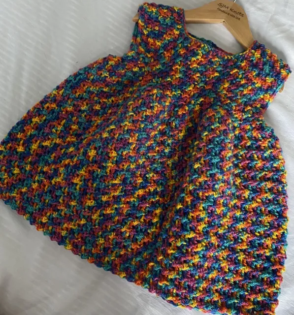 6-12 months dress rainbow handmade crochet multicolour girl baby birthday