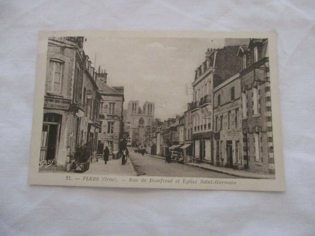 Cpa Orne 61 Flers Rue De Domfront Et Eglise Saint Germain